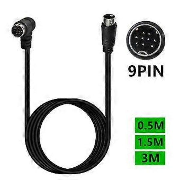 Holdbar S-videokabel Mini DIN 9Pin Han til Han Lydkabel til Spillekonsoller Videokabel DVR/PVR Tilslutningskabel 0.5m single bend