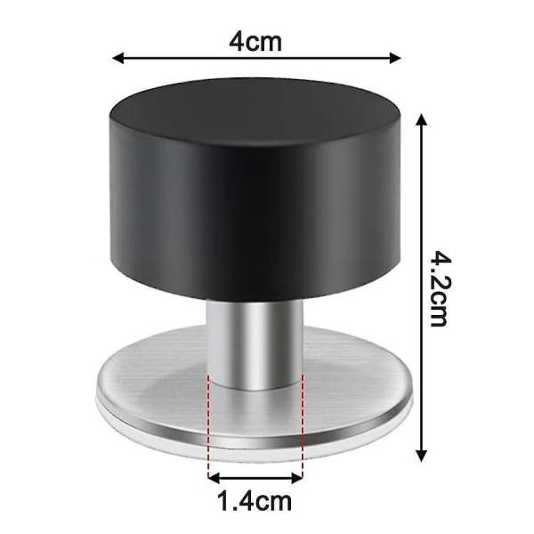 2 kpl itseliimautuvia ovenpysäyttimiä, tukevat ruostumattomasta teräksestä valmistetut kumipysäyttimet (musta)