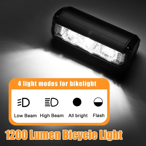 LED cykellys 1200 lumen superlys cykellys med fjernlys nærlys