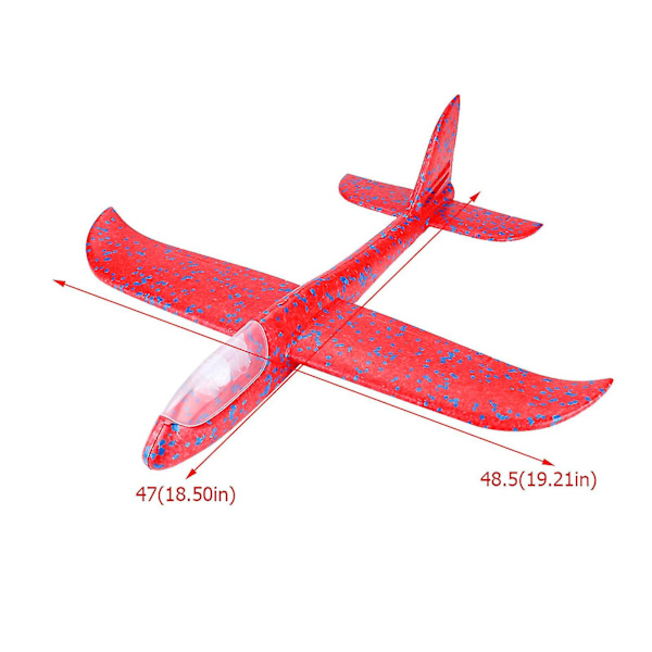 Flyvende Mini Kasteglider Skinnende Nat Flyvemaskine Legetøj Hånd Lancering Fly Model (rød)（Rød）