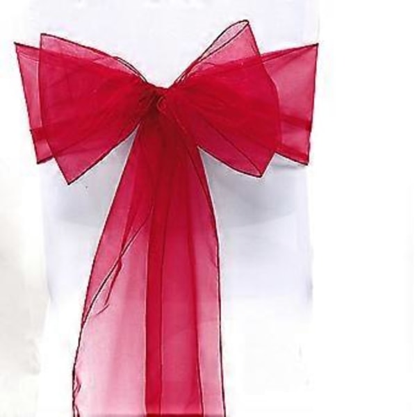 Organza Stolsöverdrag Bred Tyll Rosett Band Båge Bröllopsfest Red 10 Pcs