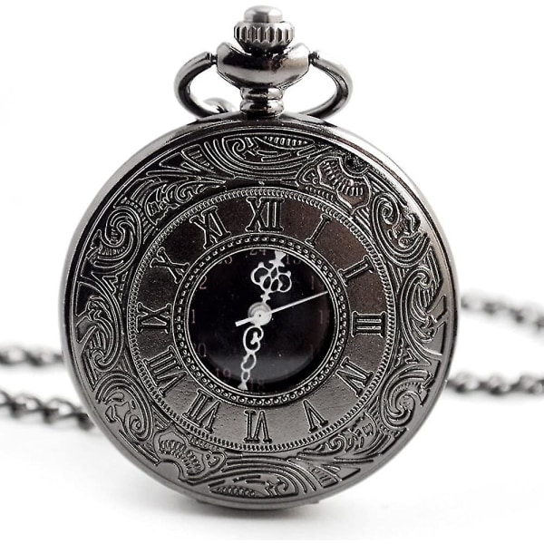 Lommeur Quartz Lommeur Klassisk Retro Romertal Lommeur Sort