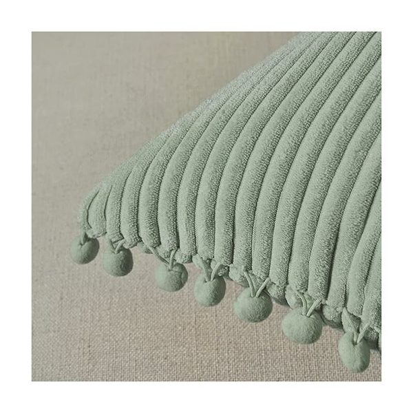 2-delad soffkuddfodral 45 x 45 cm, elegant jul kudde med pom-poms, dekorativa kuddar för dubbelsäng, utan fyllning babygrön