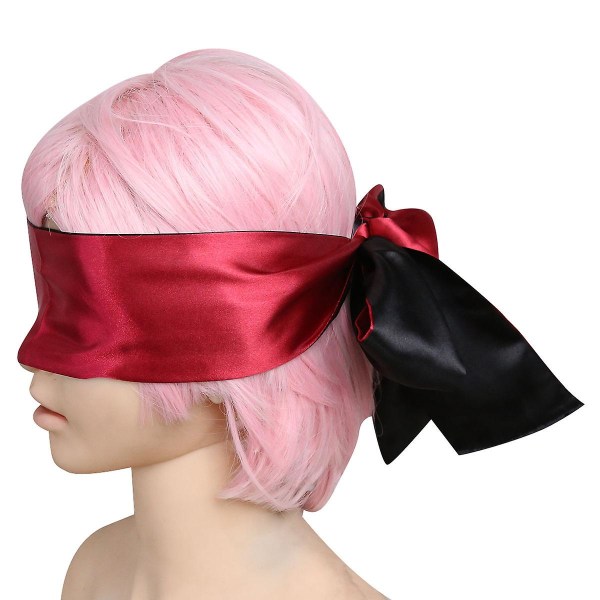 1 stk. Satin sovemaske Blød silke sovemaske Søvn øjenmaske Søvn sovemaske til sovende spil (sort rød)
