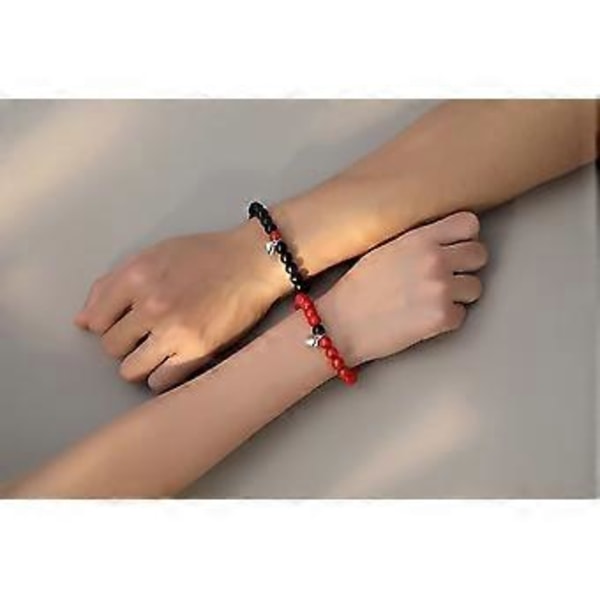 Matchande Kristallarmband för Par Evig Relation Armband Smycken Gåvor till Älskarepink red
