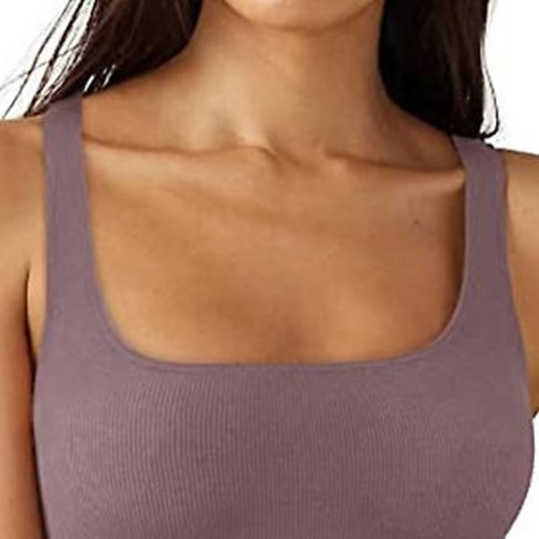 Kort Ermeløs Tanktopp Firkantet Hals Ensfarget Komfortabel Mote Pustende Casual for Fest Shopping (XXLPurple) Purple XXL
