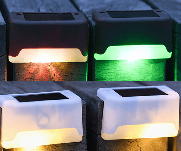 Set med 4 utomhus solcellslampor, vattentäta LED-lampor för utomhusbruk