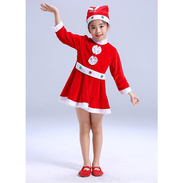 Christmas Santa Costume Kids Santa Fancy Dress For Boys Girls With Santa Hat（140cm）