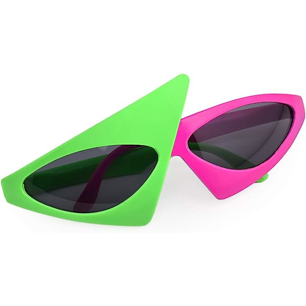 Nyhed 80'er fest solbriller Hot Pink og Neon Grøn Asymmetrisk