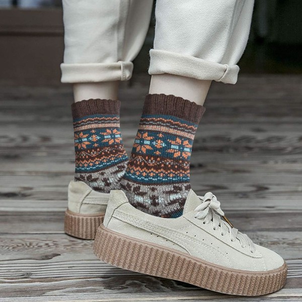 5 par dam vinterstrumpor, varma bomullsullstrumpor unisex present 36-