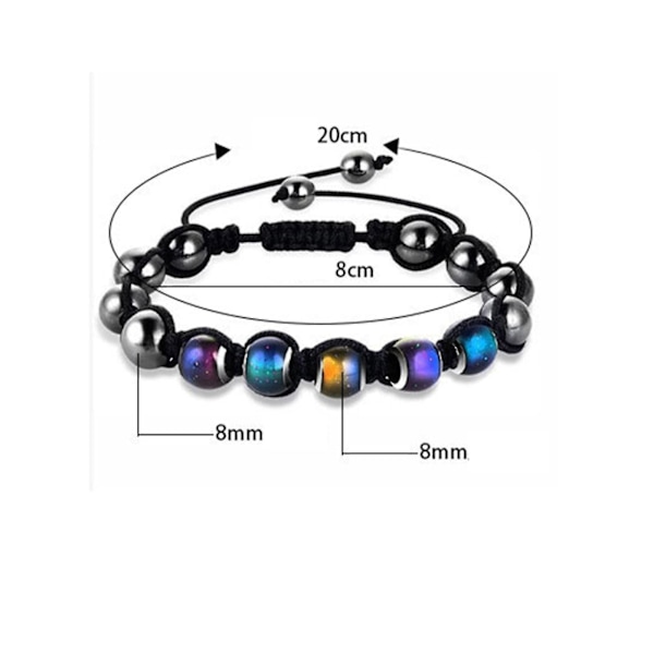 Termochromisk Perle Lymfe Udelukke Urenheder Armbånd, Termochromisk Vævet Slankende Armbånd Håndsmykker Tilbehør Sort