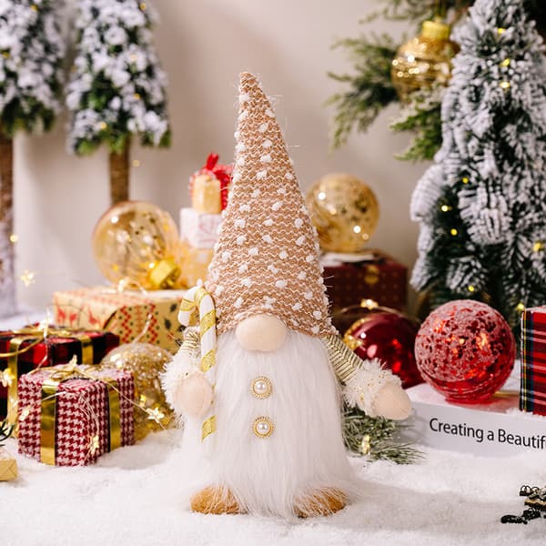 Lysende nisse julepynt, 2 stk rosa og hvite julepynt