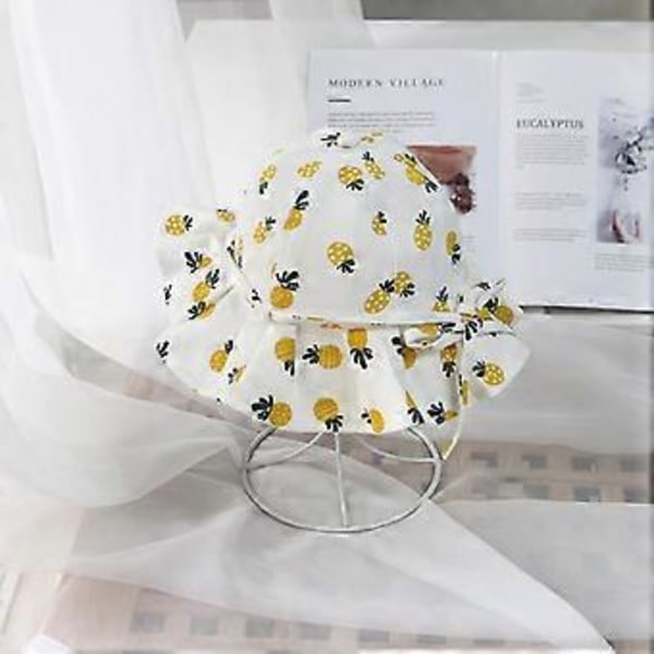 Bomulds Baby Solhat, Drenge og Piger 0-4 År, Sommer Udendørs Strandhat / Solhat / Spandhat, Hat Omkreds 42,37 cm (Hvid + Ananas)