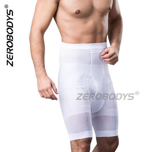 Män Body Shaper Tummy Control Shorts Shapewear Belly Girdle Boxer Briefs Hög Midja Slankande Underkläder Ben（M Vit）
