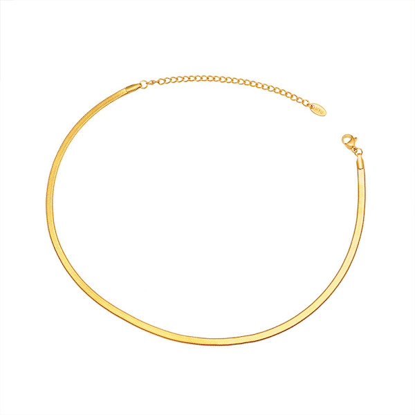 Dame Lagdelt Halskæde, Sildebens Kæde, Slange Choker, Delicat