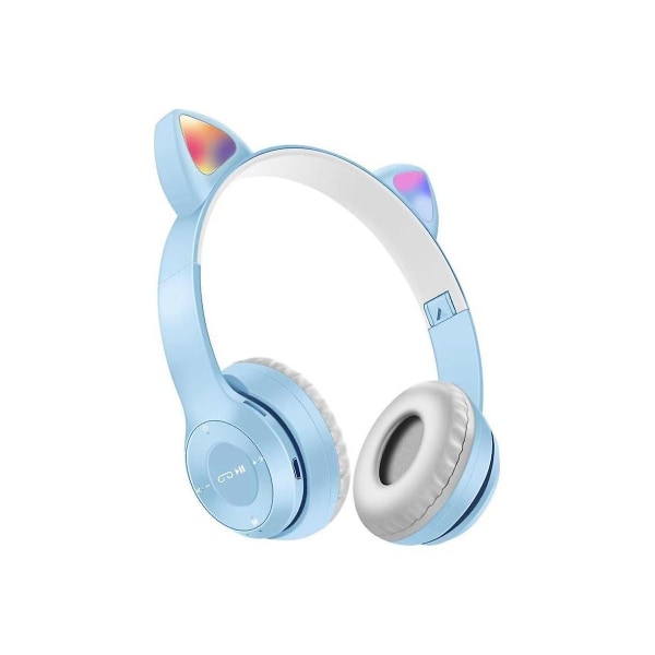 Cute Cat Ear Led Bluetooth Wireless Headset（Light Blue）