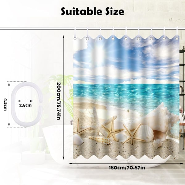 180x200CM Bruseforhæng Polyester Skimmelsikker Vaskbar Vandtæt