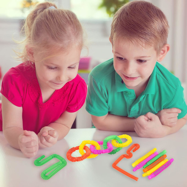 12 st sensoriska stretchrör färgglada fidgetleksaker mini sensoriskt rör poprör barns pedagogiska leksaker slumpmässig färg