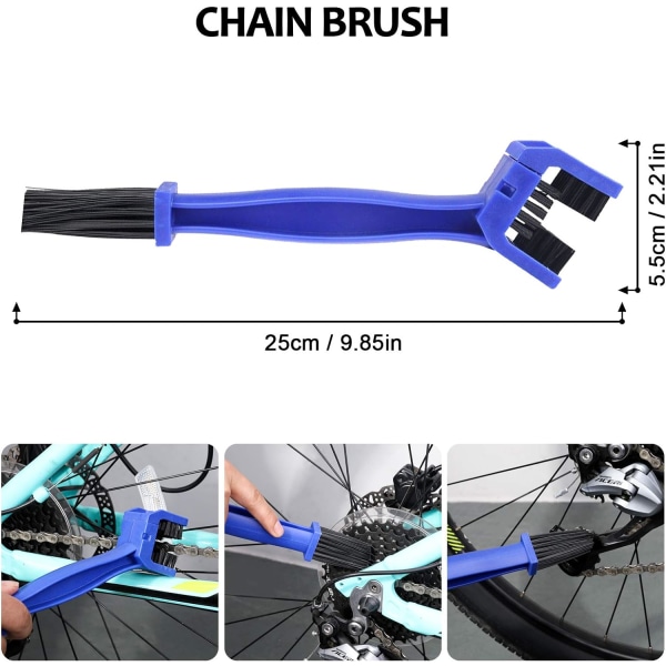 7-pack sykkelrengjøringsverktøy for sykkelkjede, dekk, tannhjul og kor