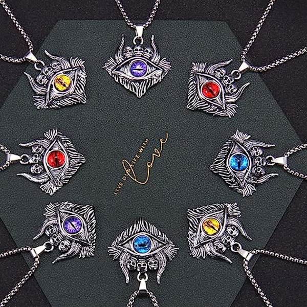 Vintage Turkki Demon Eye Kaulakoru Tumma Kallo Violetti Silmä Ripustin