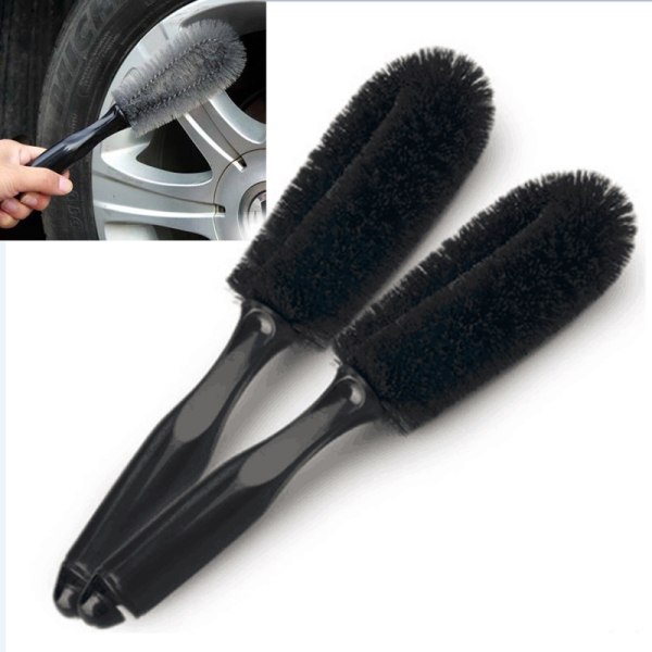 Brosse de roue de voiture brosse de pneu brosse de lavage de voiture brosse de roue de fil brosse de voiture - Noir -2 PCS