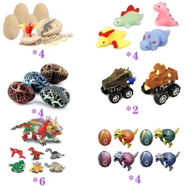 24 stk. dinosaurlegetøjssæt Dinosaur Blind Boxes Dinosaur Car Transporter Carrier Sæt Inkluderer Dinosauræg Fossiler