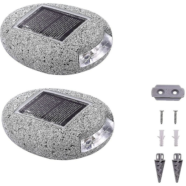 2 stk solcellelampe, solsimuleringssteinlampe hageplen dekorat
