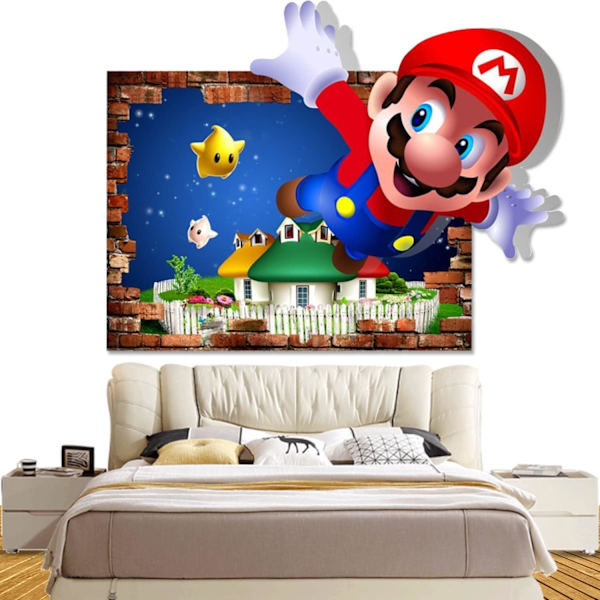 Mario 3D vægklistermærke, tapet, PVC, dekoration, 47*36cm
