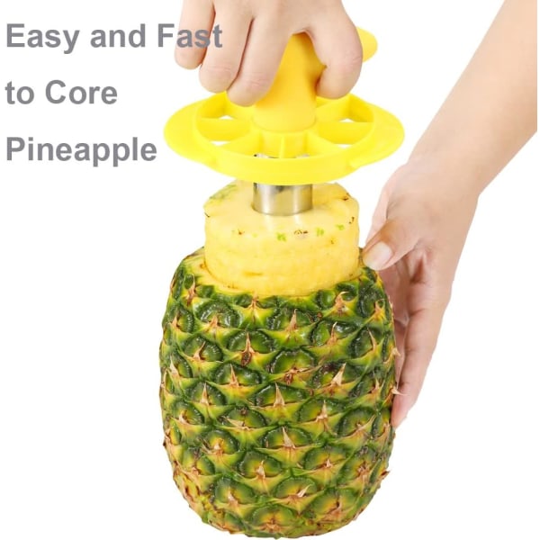 Pineapple cutter for peel, hollowing, and slicing, stainless stee