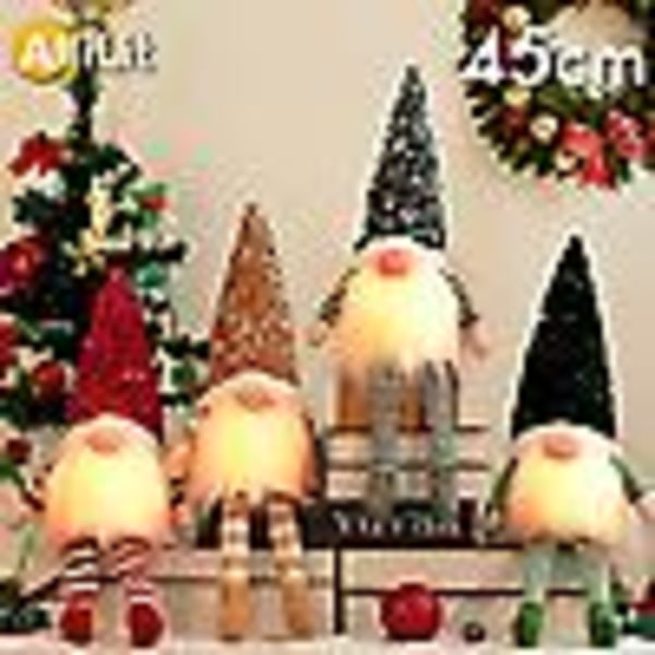 Juledukke 30cm Elf Dværg med LED Lys Julepynt (Rød)