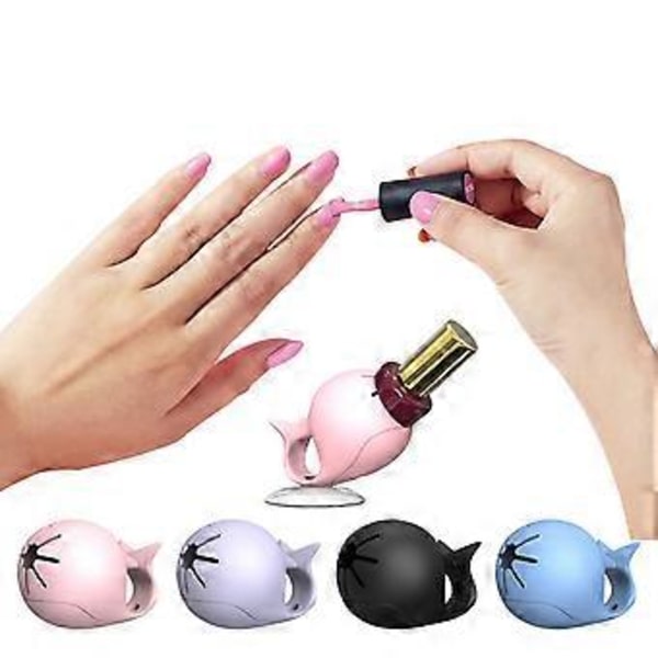 Bärbar Nagellackshållare Ringar Silikon Nagellacksflaskhållare Spillfri Nagellacksflaskställ Nagelmaterial Rosa Pink