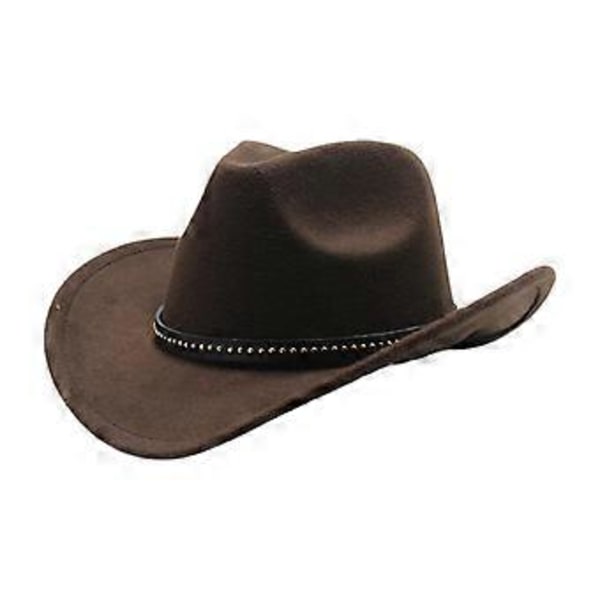 Western Cowboyhatt Mote Fedora for Rollespill Festlig Cosplay Gaveforestilling (Brun)