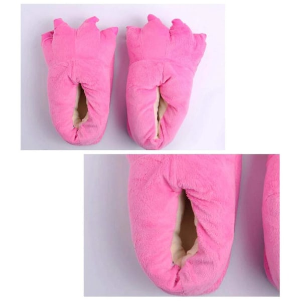 Unisex House Slippers Monster Claw Novelty Plush Paw Warm Soft Cotton Animal Fantasy Cosplay Costume Shoes Autumn Winter Indoor（M Rose Red）