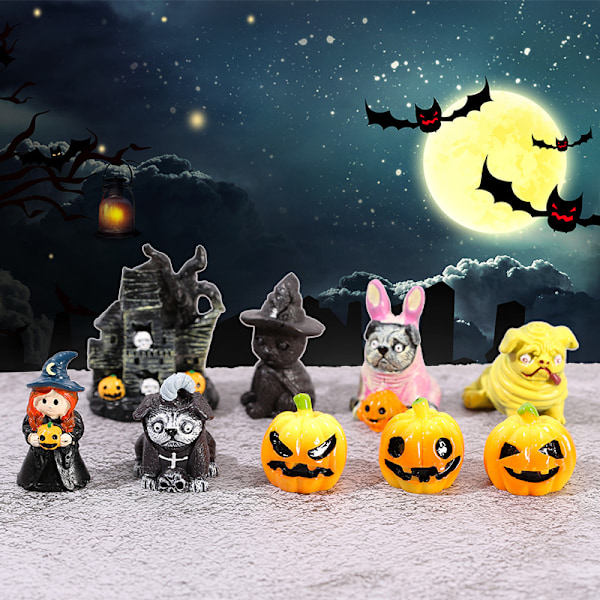11-pakke Halloween-pynt mikrolandskap DIY krystallkule a