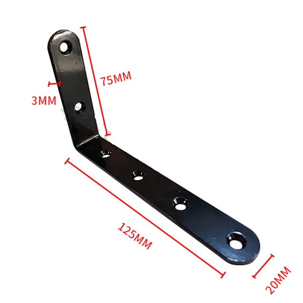 Seinätelineen kannattimet Metallileimattu konsolin kulmakiinnike riippuvan hyllyn ripustamiseen, 125mm x 75mm, ruostumaton teräs mattamusta viimeistely, 4 kpl