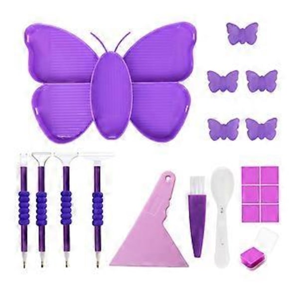 5D DIY Diamantmålning Bricka, Borrbricka Verktygsset Tratt Rad Borrbricka Behållare Multifunktionell Flip Borrplatta Strass Sorteringsbricka (Lila) Purple