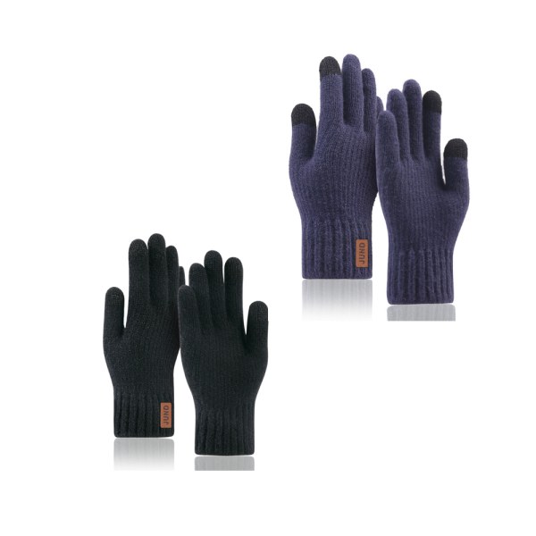 2pcs Men's Knitted Wool Cold Gloves Thickened Outdoor Cycling Win