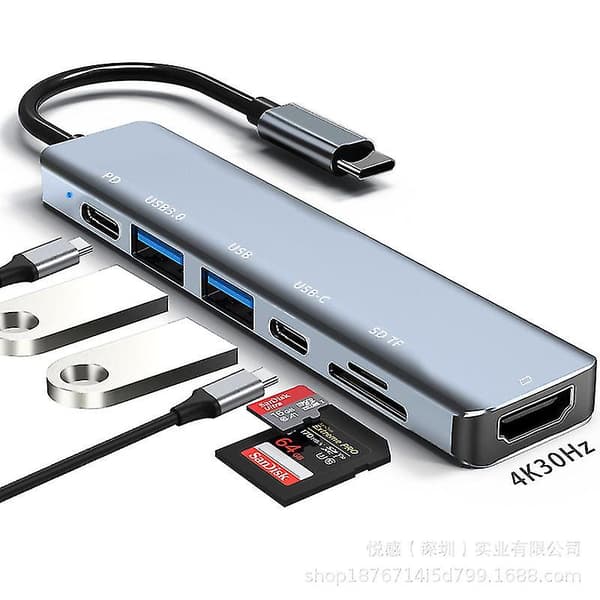 Usb 3.0 Hub Adapter Med Laderport For Macbook