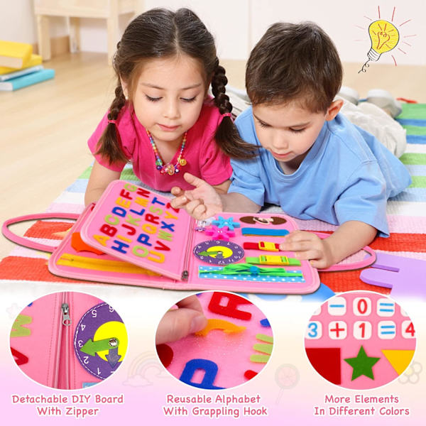 Travel Busy Board Montessori, Montessori Games Educational Toy with Inse