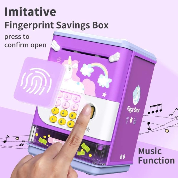 Toy Electronic Mini ATM-sparmaskin med PIN-kod och fingeravtryck