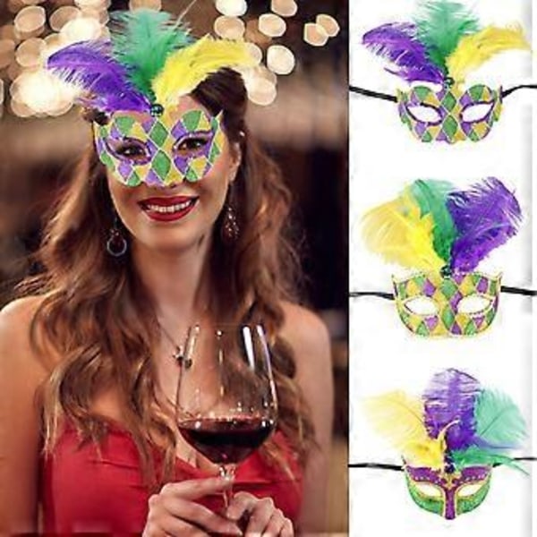 Fjäderprydd Maskeradmask Halloween Kostymmask för Kvinnor Män Maskerad Utsmyckning Maskeradmask för Dekoration Sektion 1 Section 1