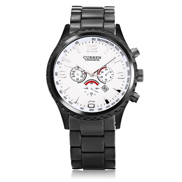 Curren 8056 Men&#39;s Business Quartz Steel Band Waterproof Calendar Watch（Black White）