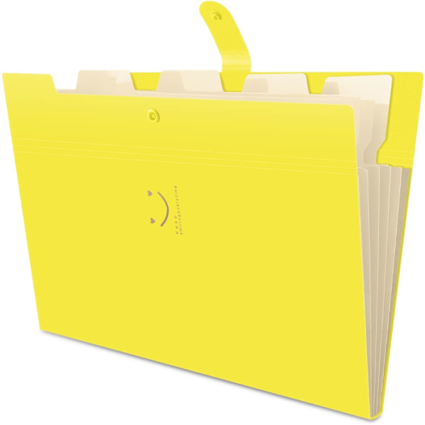 5 fickor [gul] expanderbar mapp, HAISSKY A4-brevpapper