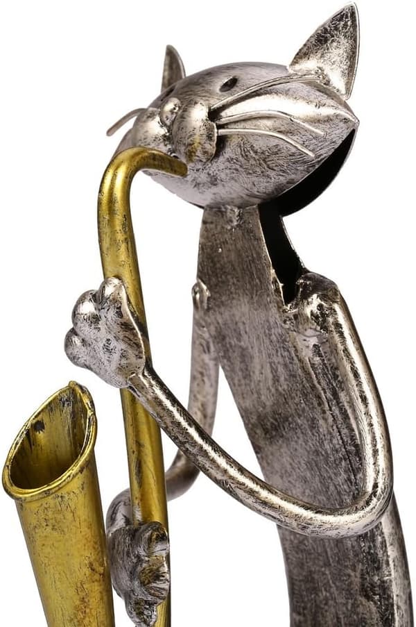 Kat metal skulptur med guitar figur gaver til Thanksgiving,