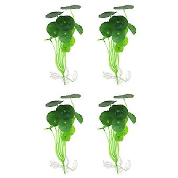 4 stk. Simulerte Lotusblad Akvarium Ornamenter Plast Fisketank Dekor