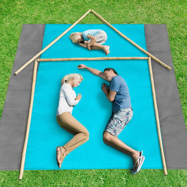 Harvinainen helmi piknik-viltti 200x210cm, kuvio: Ranta, sininen