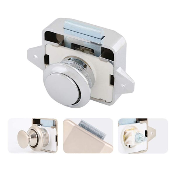 5 stycken, tryckknapps-lås - Nyckellöst möbellås, silver