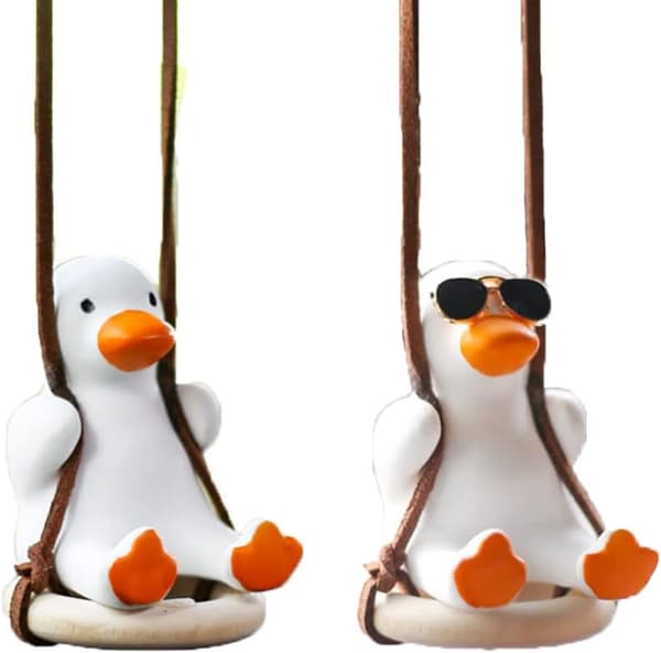 2 kpl Super Cute Swing Duck Hanging Mirror Car Interior Accessorie