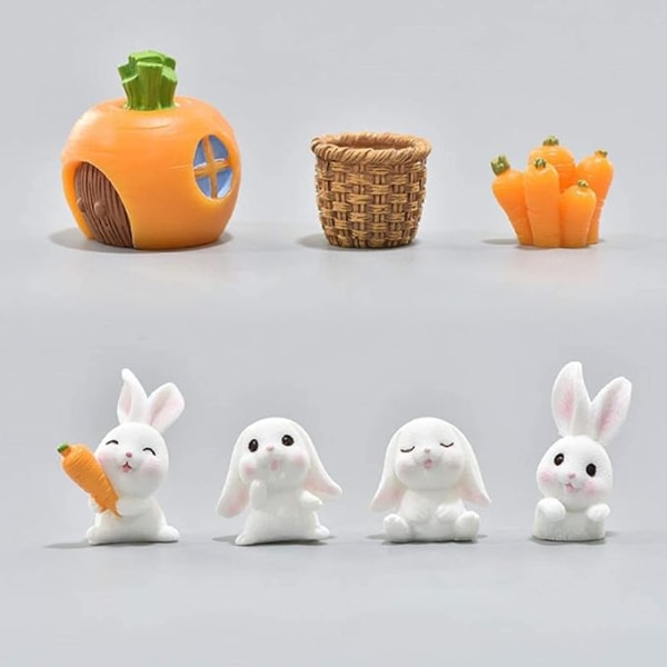 Easter Resin Rabbit Carrot Bonsai Figurines Micro Landscape Craft