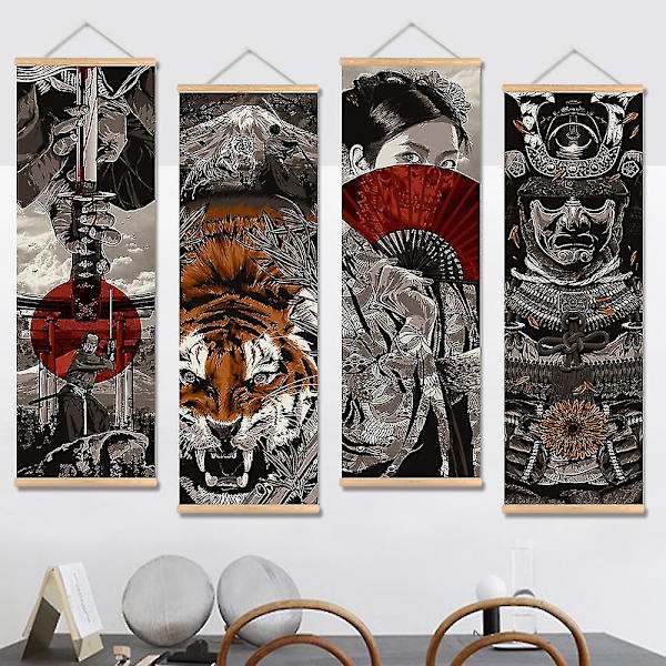 Japanilainen Samurai Ukiyo-e Vierityskuva Juliste 30*90CM 3